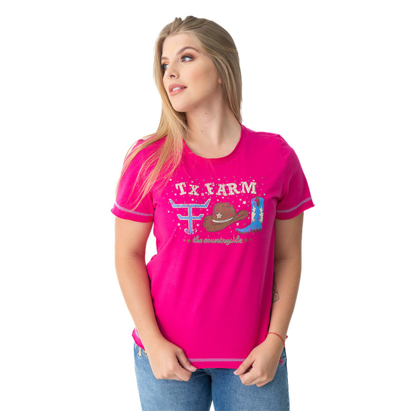 Camiseta Feminina T-Shirt Rosa Escuro Estampa Tênis Rosa